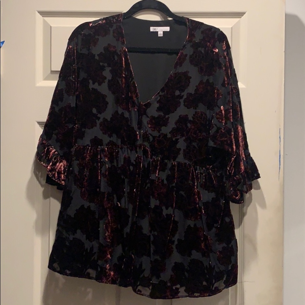 Velvet peplum blouse
